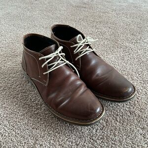 Brown Clark’s style leather boots